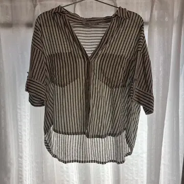 ZARA 스트라이프 패턴 반팔 셔츠 EUR 5