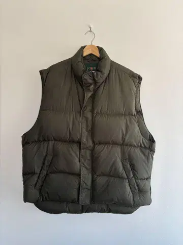 90s J.CREW 다운 베스트 XL 올리브 그린 거인 택