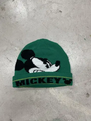 00s 디즈니 미키 니트 모자 비니 그린 미키마우스 y2k