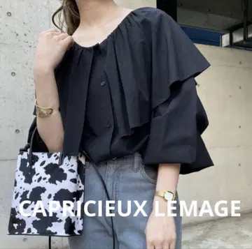 CAPRICIEUX LEMAGE 프릴 칼라 블라우스 블랙