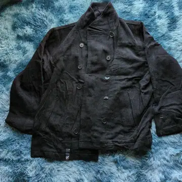 블랙 울 피코트 더블 브레스트