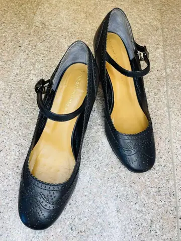 Tsumori Chisato walk 멜리제인 블랙 가죽 펌프스 23