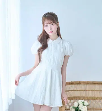 로제 뮤즈 Cotton lace flare mini onepiece