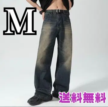 남성용 배기 데님 워시드 배기 팬츠 여성 팬츠 빈티지 M