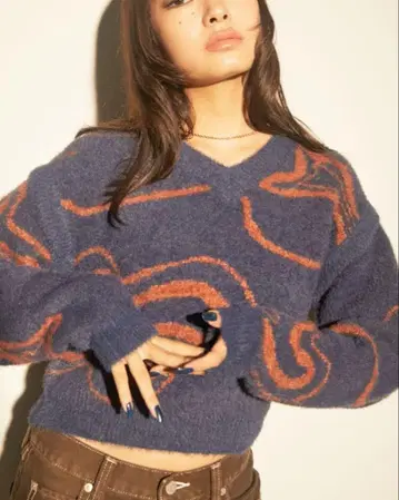 laguagem 2way shaggy knit 네이비