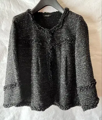 잉게보그 트위드풍 니트 자켓 블랙 라메 믹스 9호