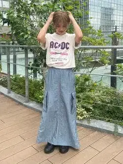 U by spic & span 나일론 빈티지 카고 스커트