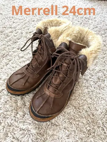 merrell 브라운 가죽 퍼 부츠
