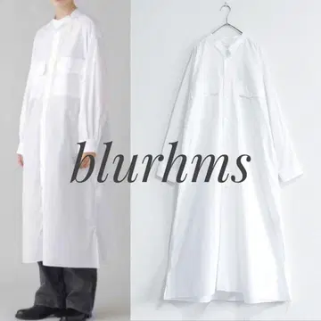새상품급 blurhms 샴브레이 롱 셔츠 원피스 화이트 블럼스