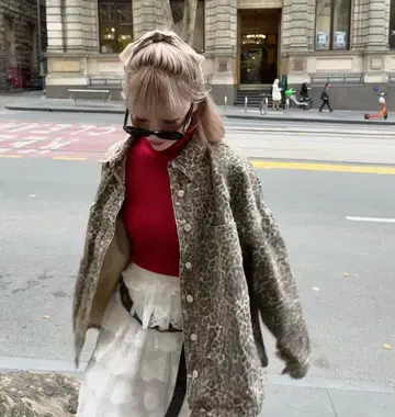 자라 레오파드 무늬 카라 부착 오버 셔츠 XS