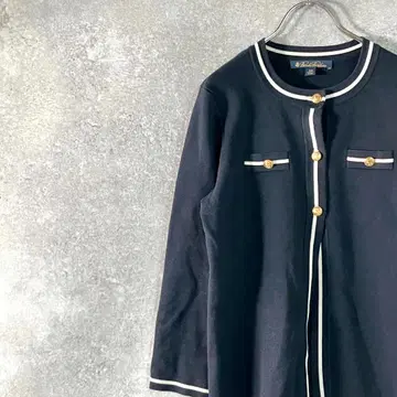 Brooks Brothers 가디건 긴팔 네이비 골드 버튼 실크