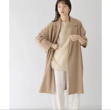 베이지 오버 사이즈 롱 코트