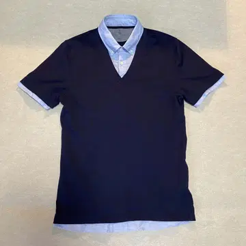 브루넬로쿠치넬리 레이어드 피케 셔츠 XS 네이비