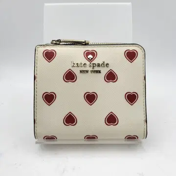 케이트 스페이드 뉴욕 접이식 지갑 지갑 월렛 하트 무늬 화이트
