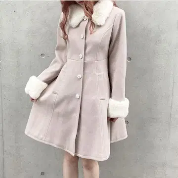 TITTY&CO. 비쥬 버튼 A라인 코트 핑크