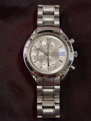 OMEGA 스피드 마스터 자동 와인딩 크로노그래프 실버 화이트