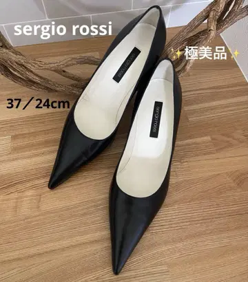 컨디션 최상 세르지오로시 블랙 가죽 펌프스 37/24cm