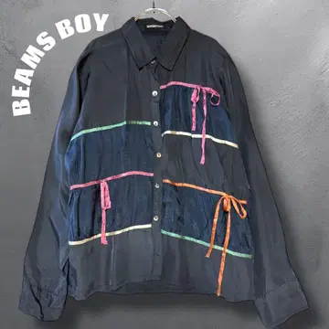 BEAMS BOY 빔즈 보이 레이온 셔츠 디자인 리본 장식 블라우스