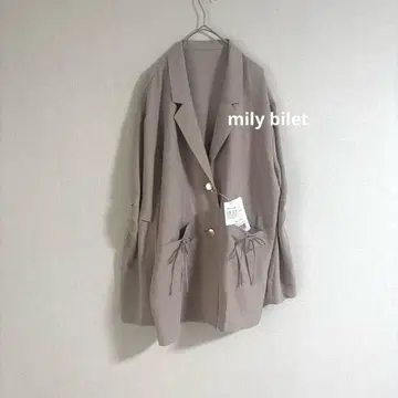 새상품급 mily bilet 린넨 라이크 테일러드 자켓 그레이지