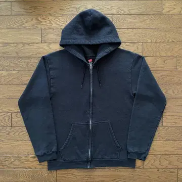 Hanes 지퍼 후드티 블랙 무지 S