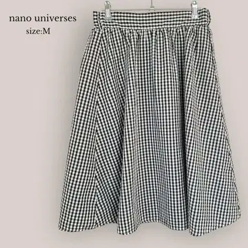 나노 유니버스 nano universes 플레어 스커트 미디 체크 밴딩