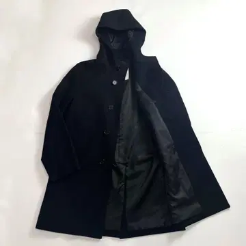 컨디션 최상 매킨토시 후디드 코트 롱 비익 캐시미어 네이비 L 40