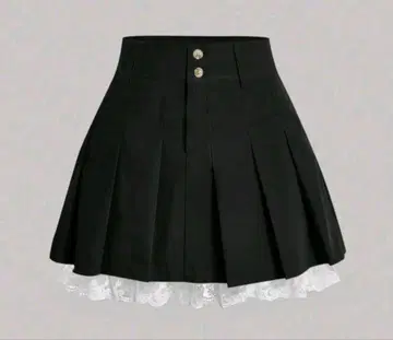 빅 사이즈 밑단 프릴 미니 플리츠 스커트