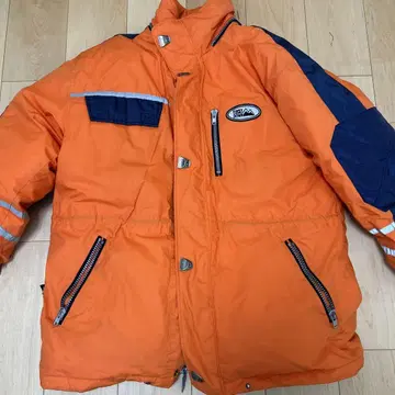 [새상품급] FIRST DOWN 다운 자켓 오렌지 x 네이비 L 상당
