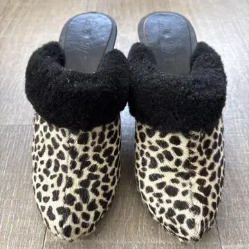 애니멀 무늬 송치 클로그 샌들 프랑스제