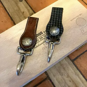 천연 가죽 콘초 벨트 루프 키링 2세트