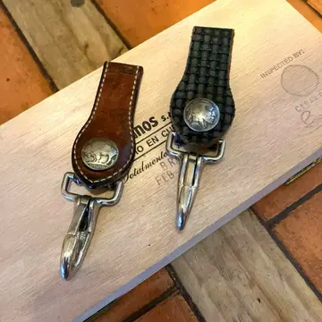 천연 가죽 콘초 벨트 루프 키링 2세트