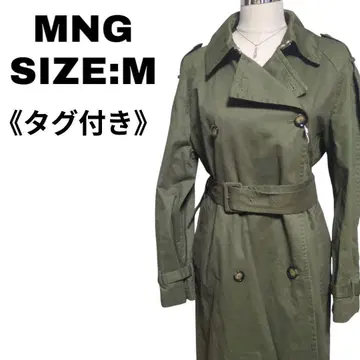 [ 새상품급 ] MNG 벨트 코트 카키 M 캐주얼 멋쟁이