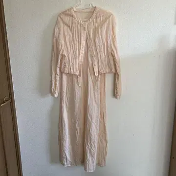 라이트 핑크 앙상블 롱 원피스