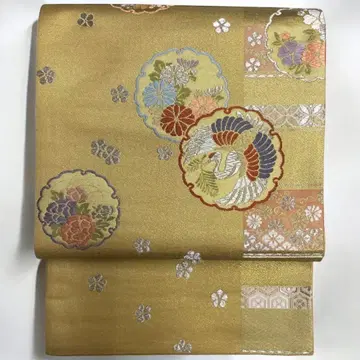 후쿠로 오비 봉황 꽃 문양 금지 순수 실크 포멀 예복용 럭셔리 오비
