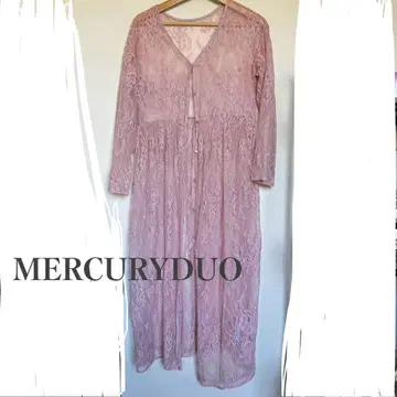 MERCURYDUO 핑크 레이스 긴팔 가디건 원피스