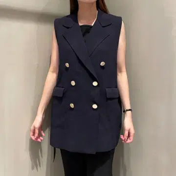 loungedress 린넨 베스트 자켓 골드 버튼