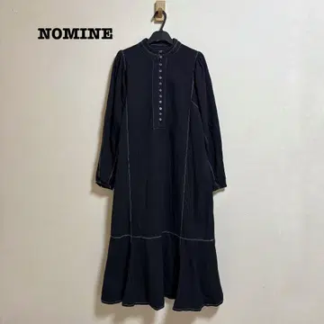 노미네 NOMINE 바이컬러 스티치 패턴 원피스 블랙