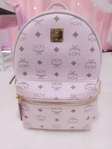 MCM 핑크 가죽 백팩 S 사이즈 스몰