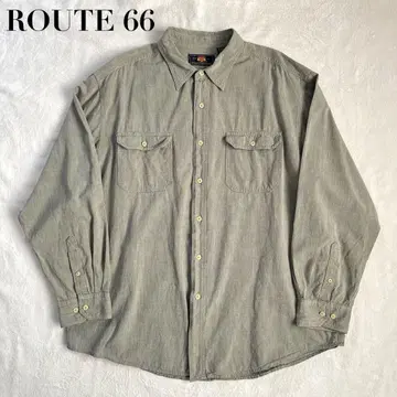 90s 홍콩제 ROUTE 66 워크 셔츠 그린 샴브레이 셔츠 XL