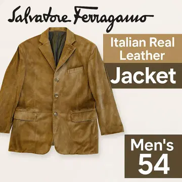 Ferragamo 천연 가죽 스웨이드 느낌 자켓 남성용 54 XL