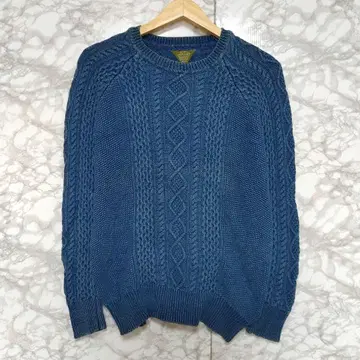 니코앤드 니트 스웨터 케이블 짜임 인디고 염색 긴팔 L