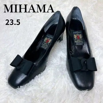 새상품급 MIHAMA 미하마 펌프스 리본 포함 23.5 블랙