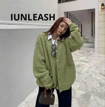 IUNLEASH 그린 가디건 니트