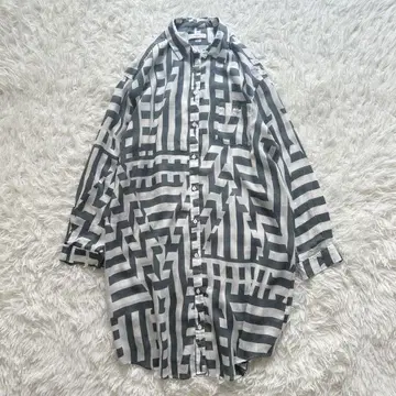새상품급 폴스미스 올 패턴 셔츠 긴팔 블라우스 화이트 x 그레이