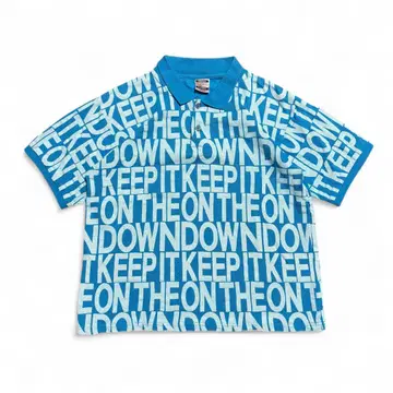 unknown all text polo shirt archive Y2K