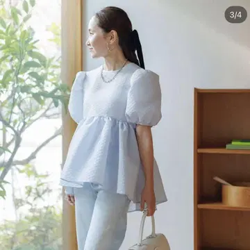 새상품 미사용 Bluelea Jacquard blouse SAX 블라우스