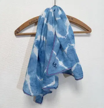 45R 인디고 염색 네이비 나염 타이다이 목화 거즈 스카프 45rpm