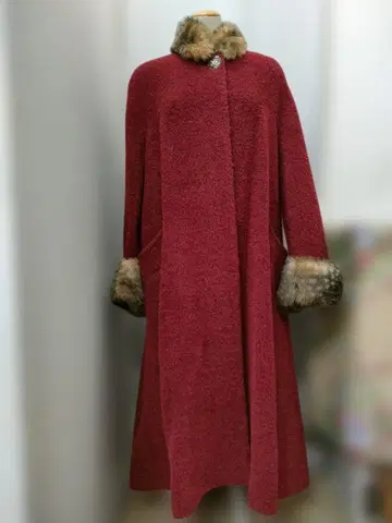 이타리야 롱 코트 레드 알파카