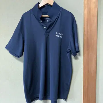 BEAMS DESIGN 네이비 피케 셔츠 ZETT 로고