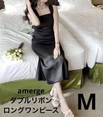 [ 미착용 ] amerge 더블 리본 롱 원피스 M